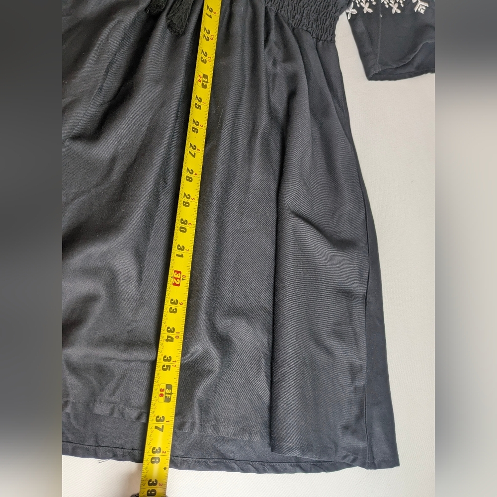 Tokio Talking New Embroidered Boho Mini Dress, Size M, Black White Embellished - Picture 16 of 16